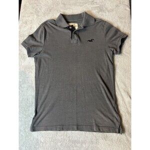 Hollister Men's Polo Shirt Stretch Short Sleeve Embroidered Logo Gray Size Small